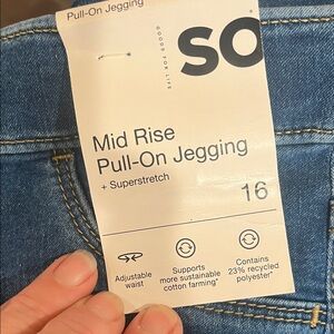 SO Blue Pull-On Jegging size 16 girl mid-rise